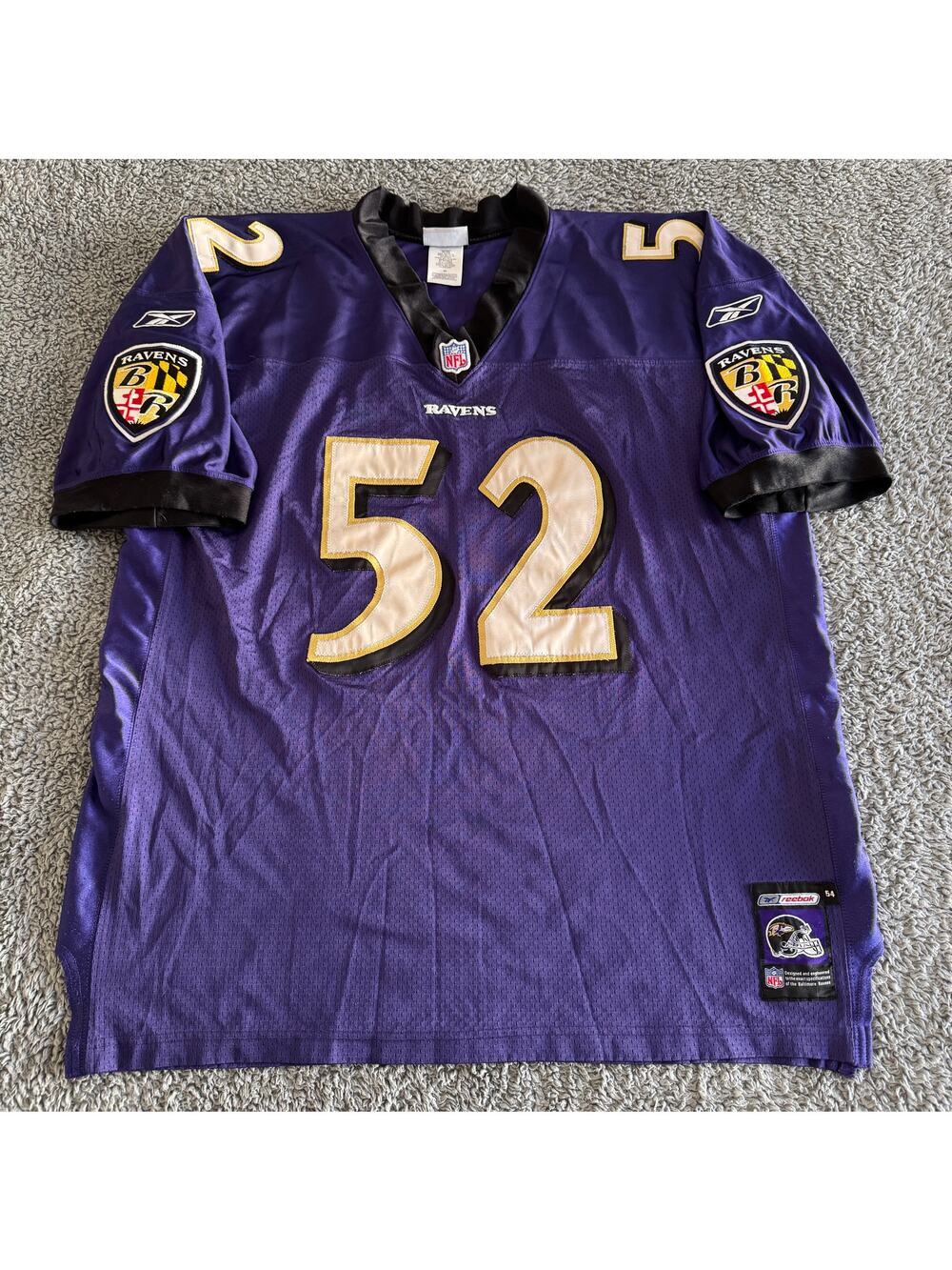 2001 Reebok Ray Lewis NFL Baltimore Ravens Authentic Jersey 54-2X Helmet Tag y2k
